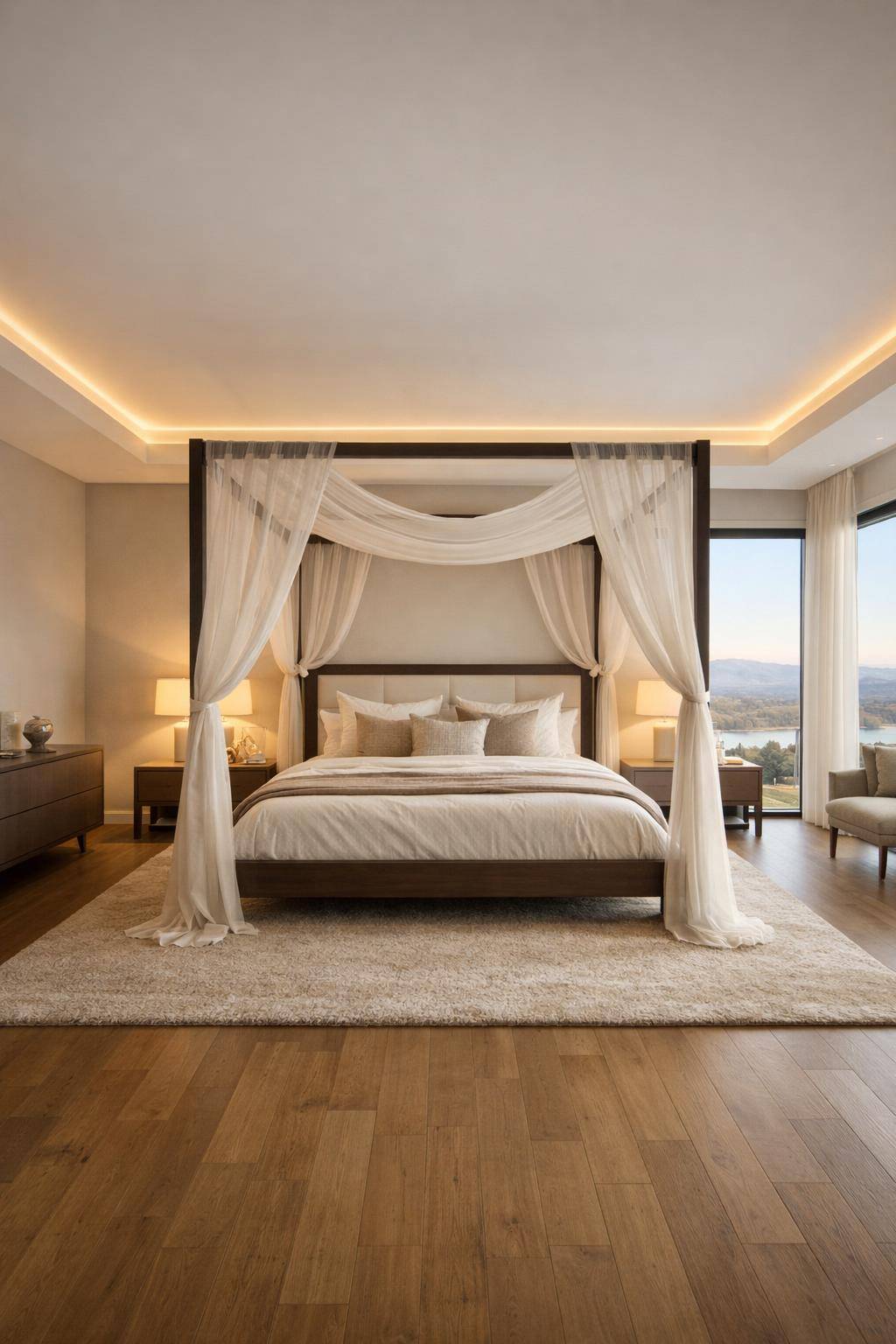 großes Schlafzimmer einrichten- Wähle einen Baldachin für dein Bett