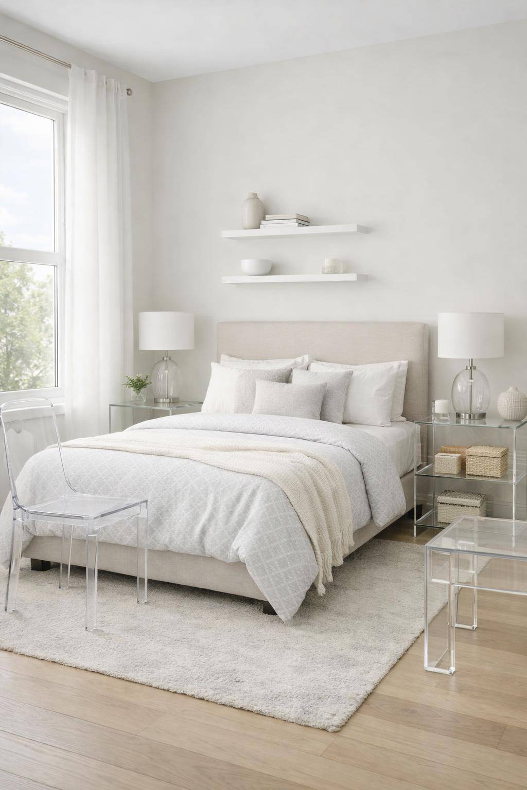 kleine Schlafzimmer einrichten- Entscheide dich für transparente Möbel