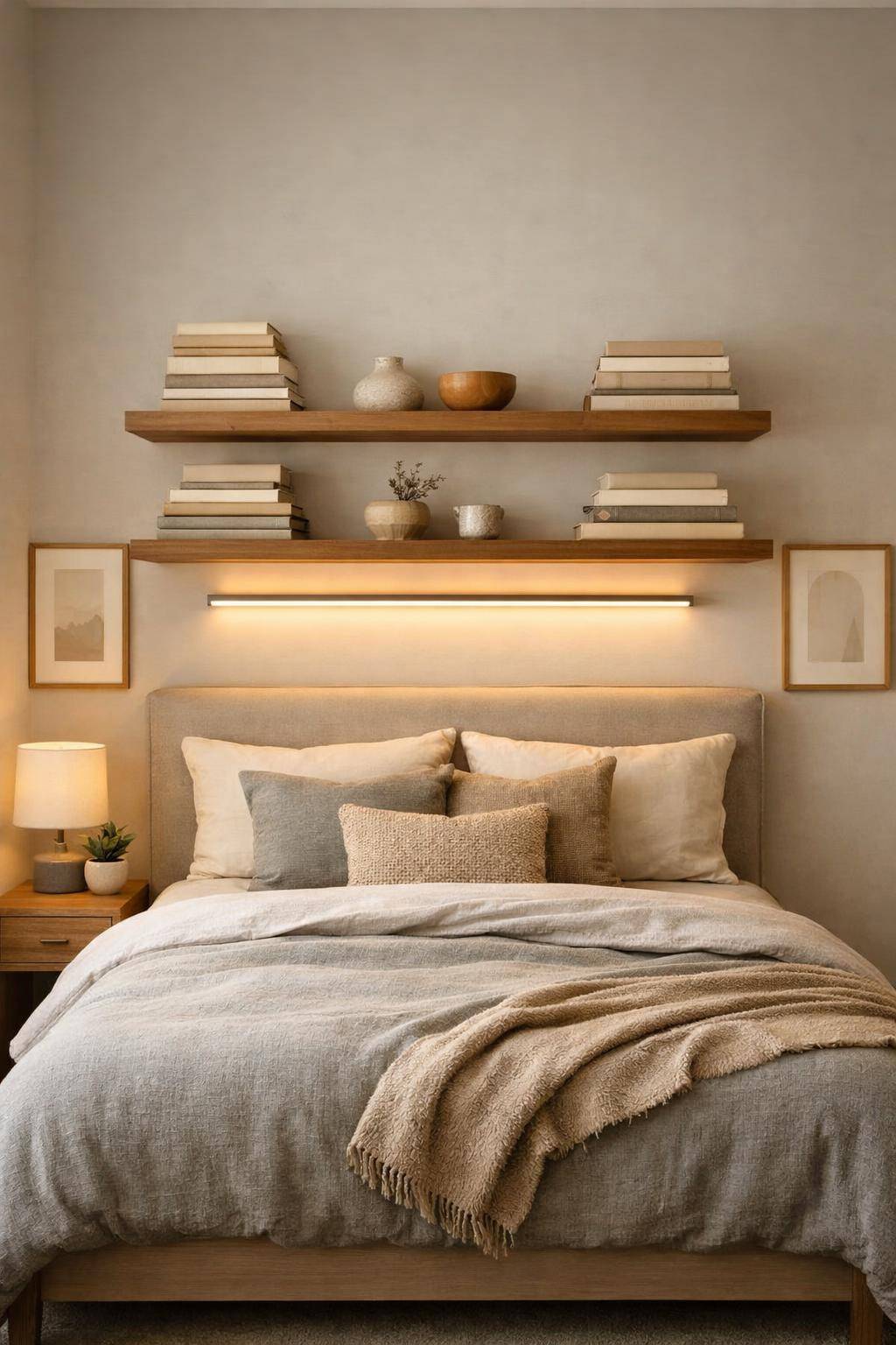 kleine Schlafzimmer einrichten- Präsentiere deine Lieblingsbücher dekorativ am Bett