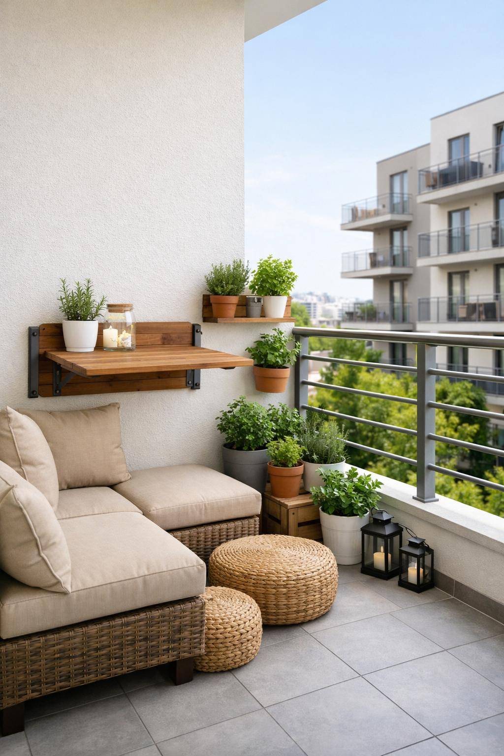 kleinen Balkon gestalten- Baue ein platzsparendes Klapptischchen an