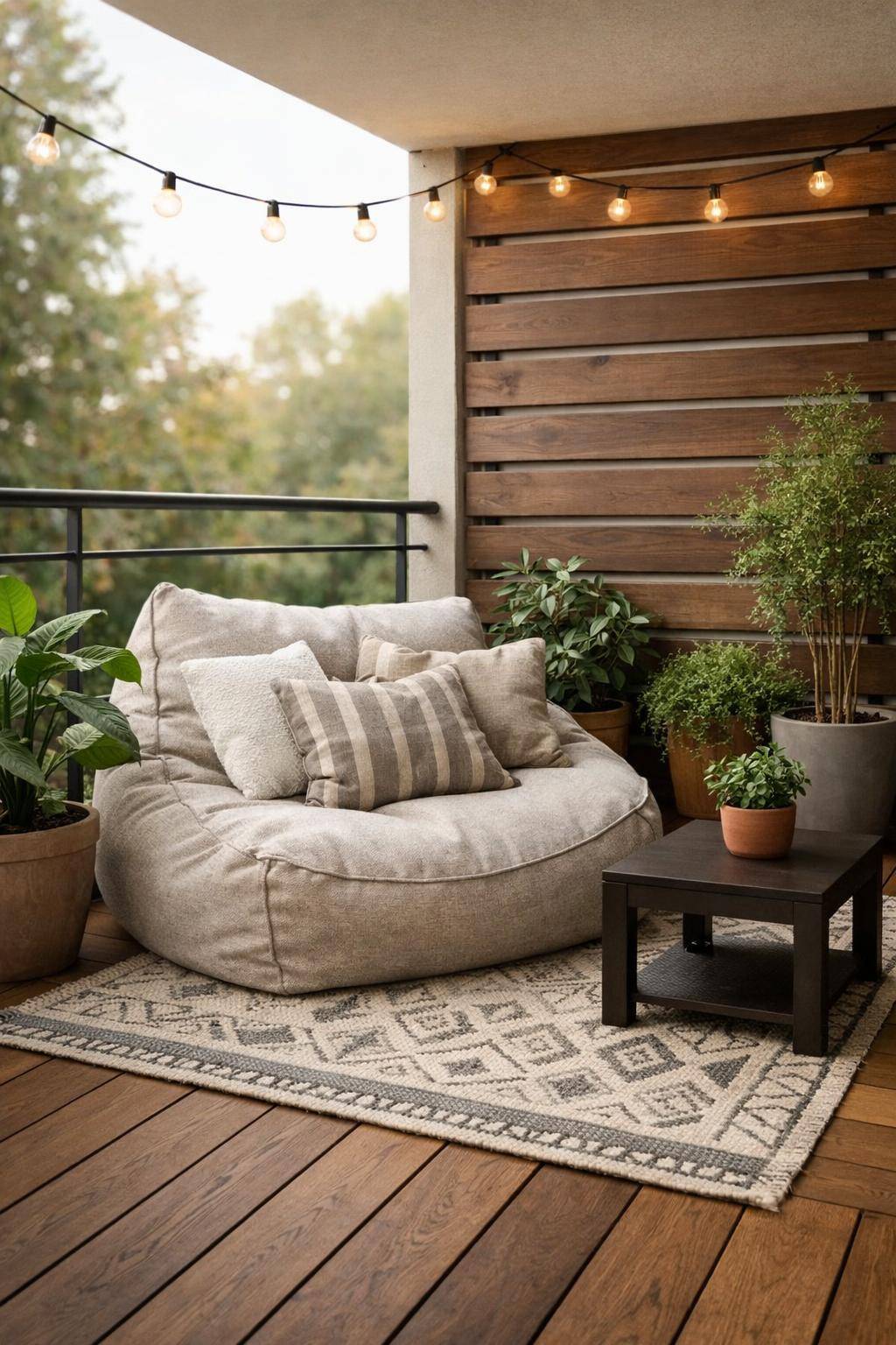 kleinen Balkon gestalten- Gestalte eine Wohlfühlecke mit Outdoor-Sitzsack