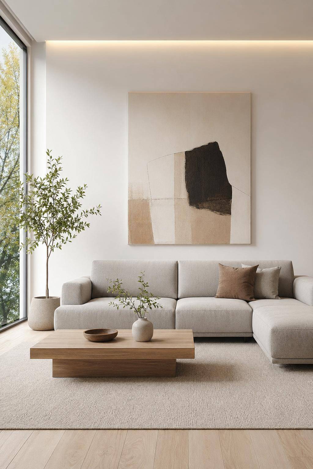 minimalistisches Wohnzimmer einrichten- Vermeide überladene Wanddekoration gezielt