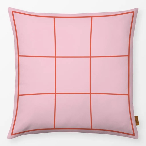 Kissen Happy Grid in Korall und Rosa