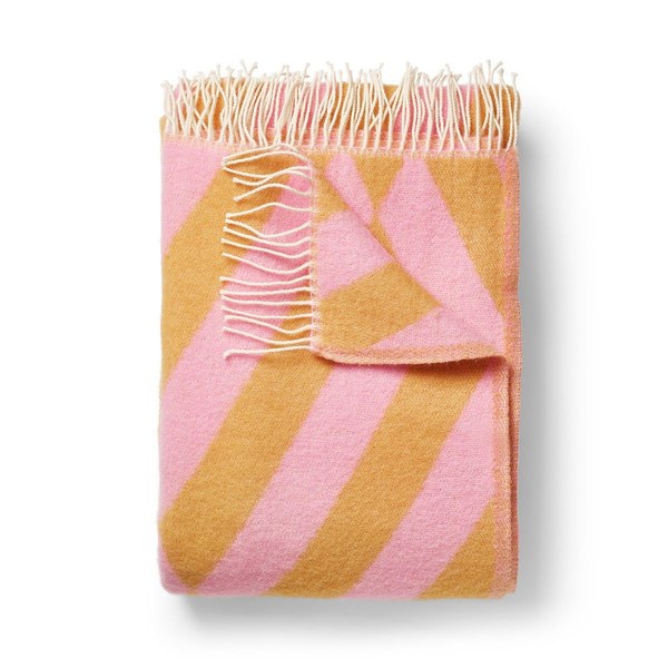 Klippan Wolldecke Diagonal in Rosa und Orange