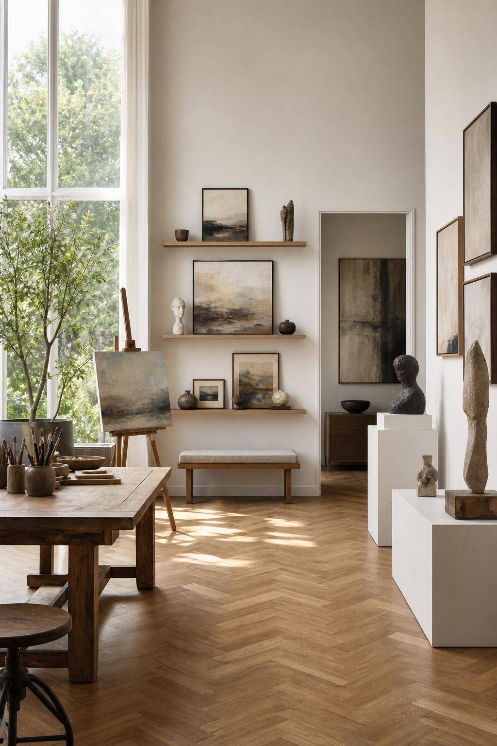 Atelier einrichten- Präsentiere eigene Werke als Dekoration