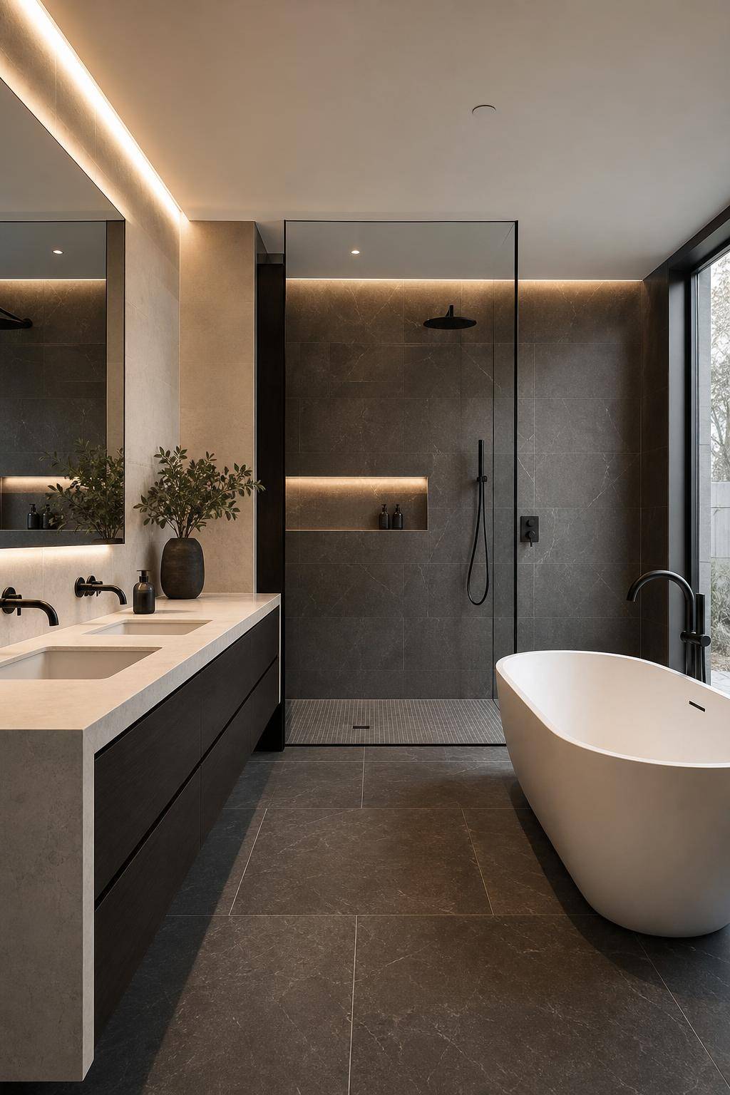 Badezimmer in Schwarz- Setze auf matt schwarze Armaturen