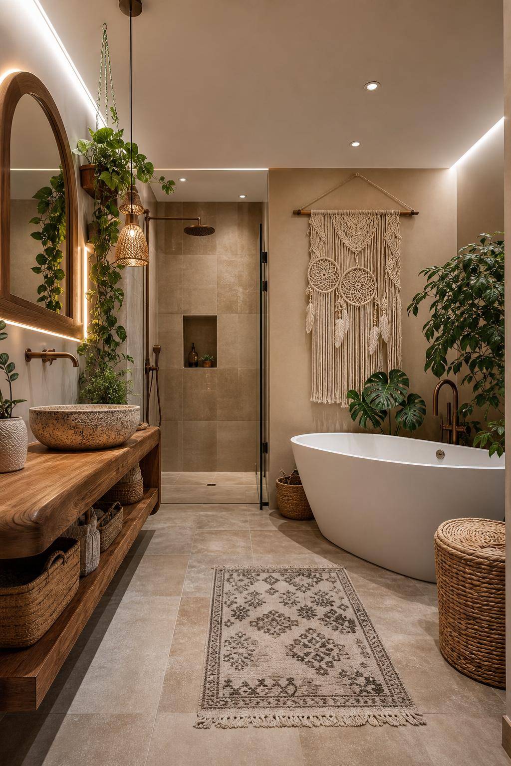 Boho-Badezimmer gestalten- Bringe Traumfänger für besondere Akzente an