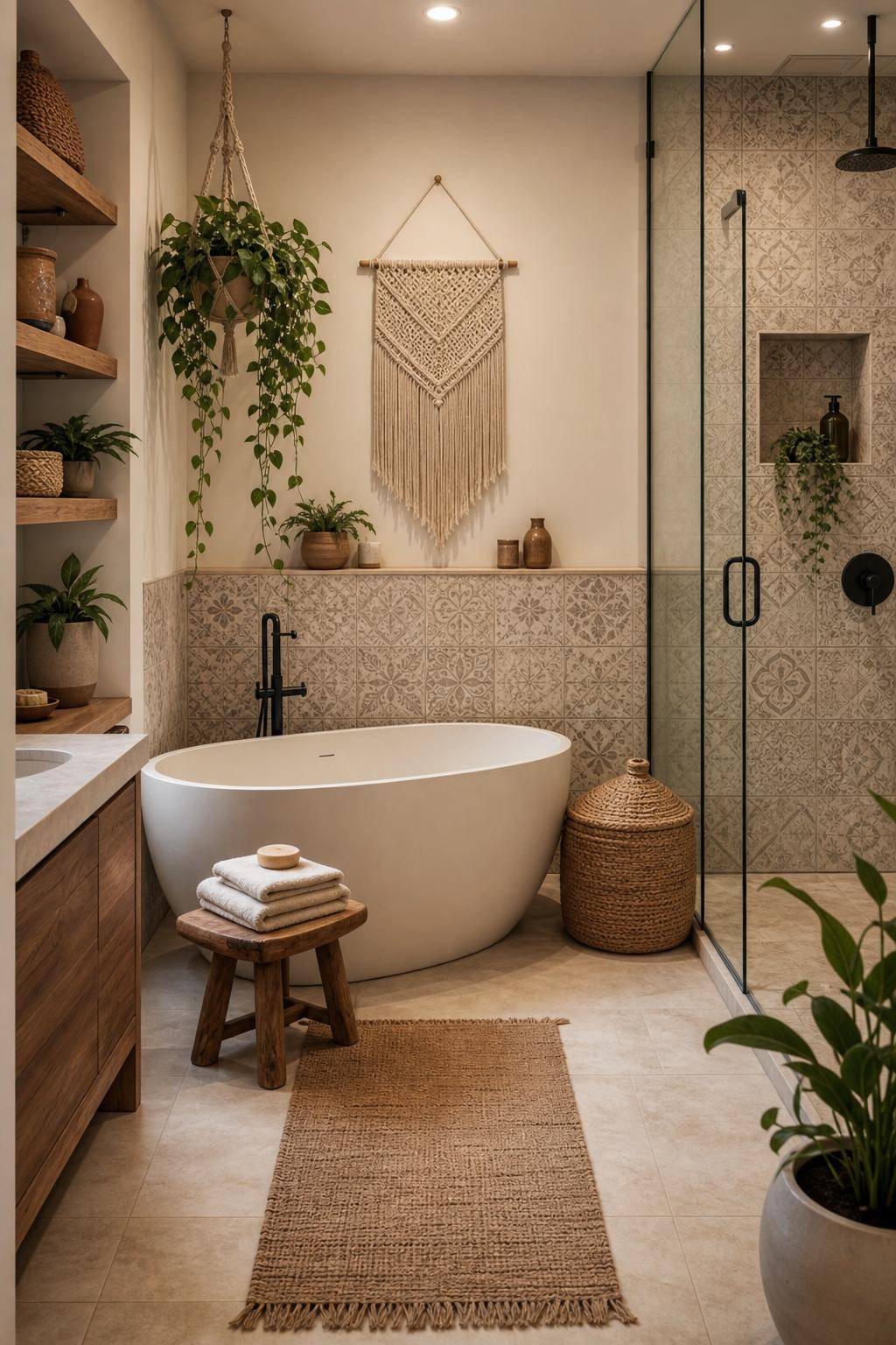Boho-Badezimmer gestalten- Entscheide dich für frei stehende Badewannen