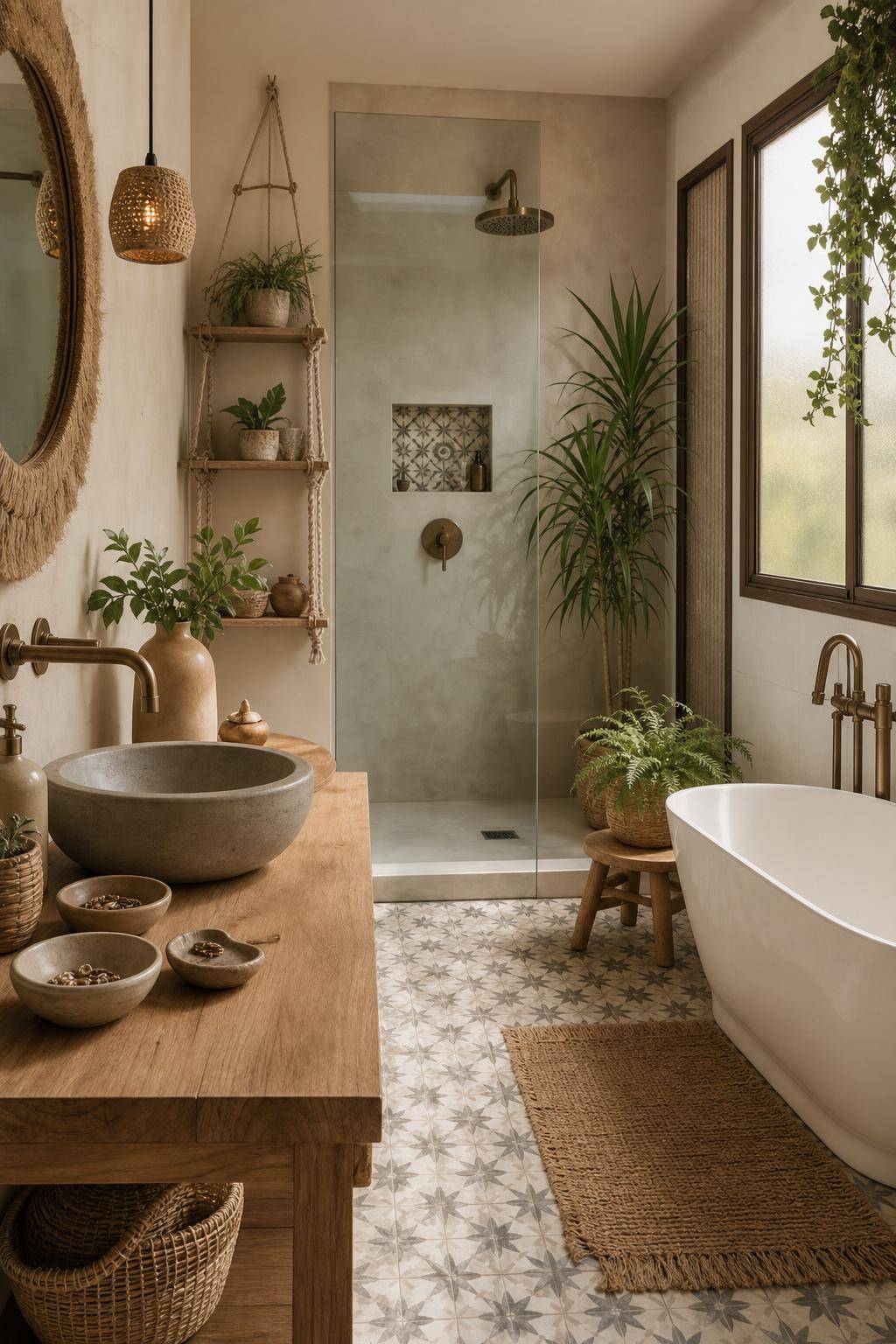 Boho-Badezimmer gestalten- Füge handgetöpferte Schalen für Schmuck hinzu