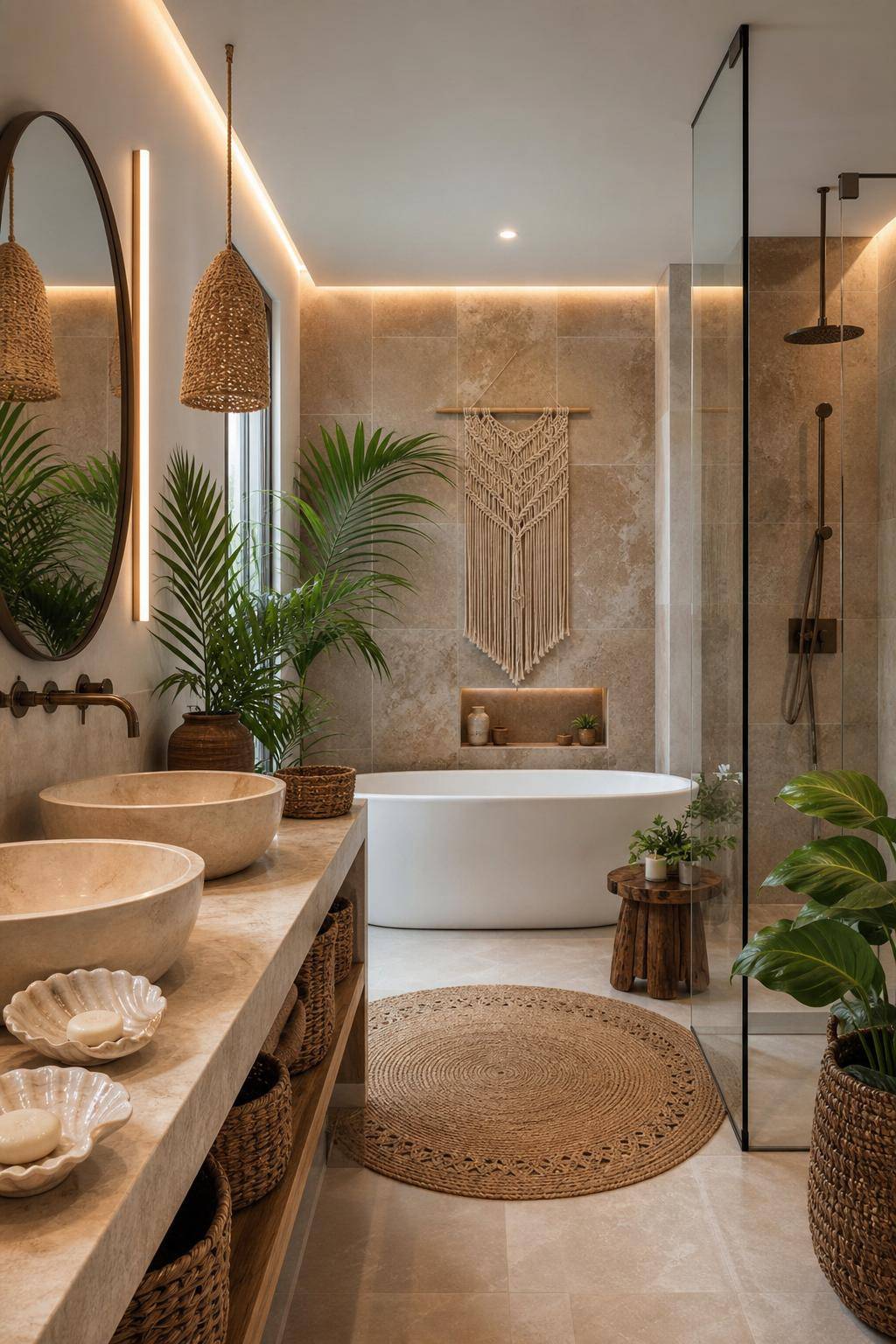Boho-Badezimmer gestalten- Schmücke mit handgemachten Muschelschalen-Seifenschalen