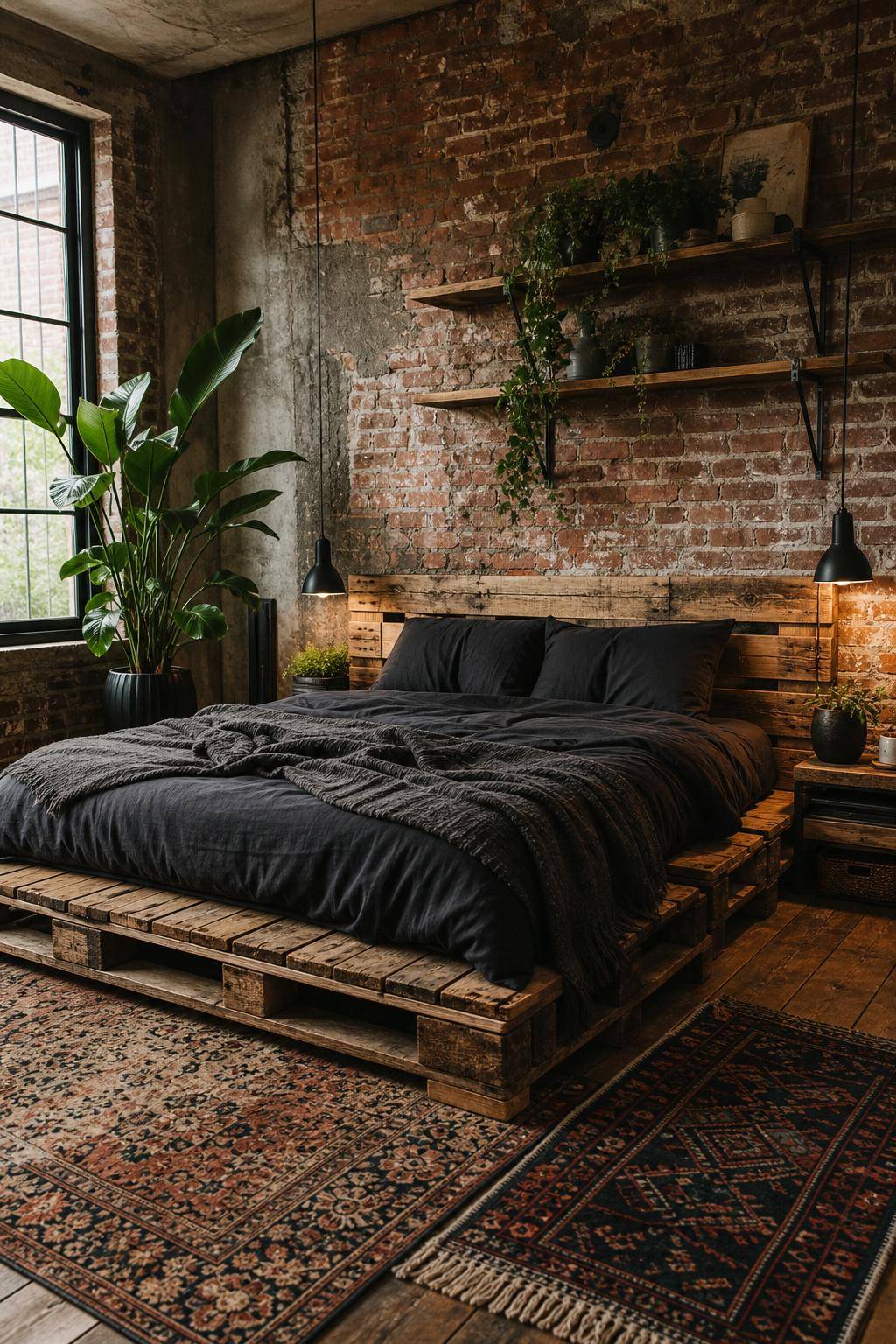 Grunge Schlafzimmer einrichten- Baue eigene Möbel aus Palettenholz