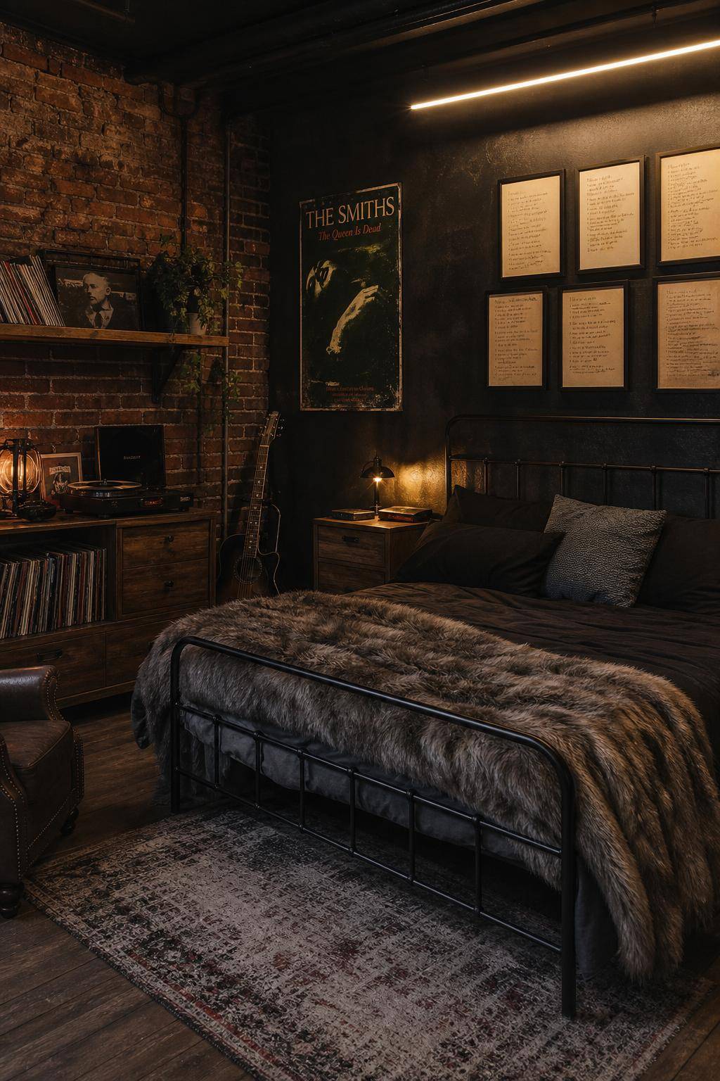 Grunge Schlafzimmer einrichten- Hänge handgeschriebene Songtexte auf