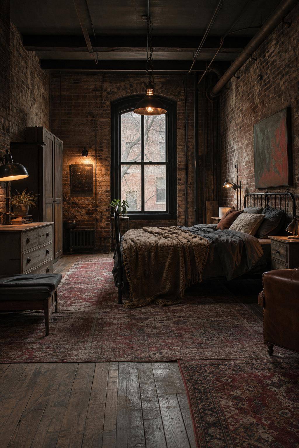 Grunge Schlafzimmer einrichten- Lege verwaschene Teppiche für den Boden aus
