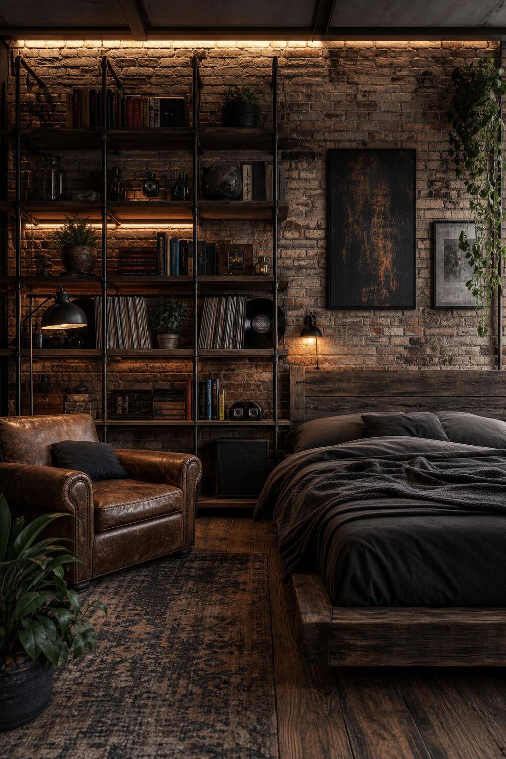 Grunge Schlafzimmer einrichten- Nutze offene Regale für deine Lieblingsstücke
