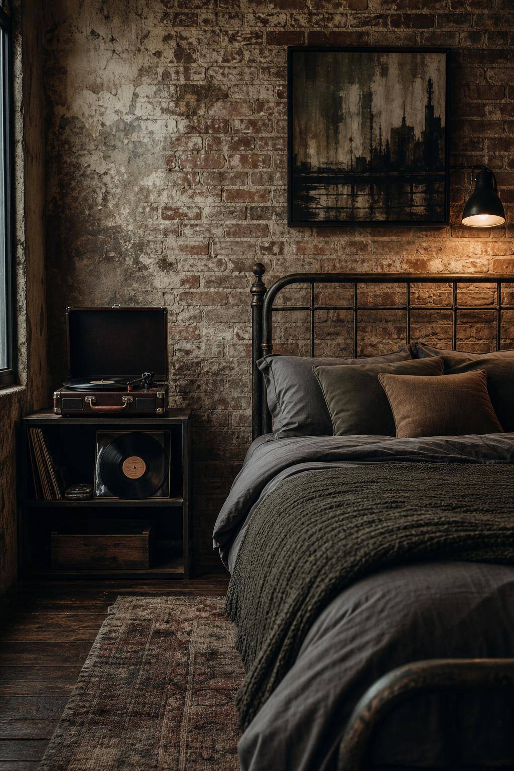 Grunge Schlafzimmer einrichten- Stelle eine alte Schallplatte zur Schau