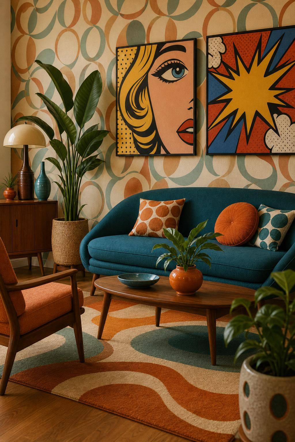 Ideen: Einrichten im Retro-Stil- Hänge plakative Pop-Art-Bilder an die Wand
