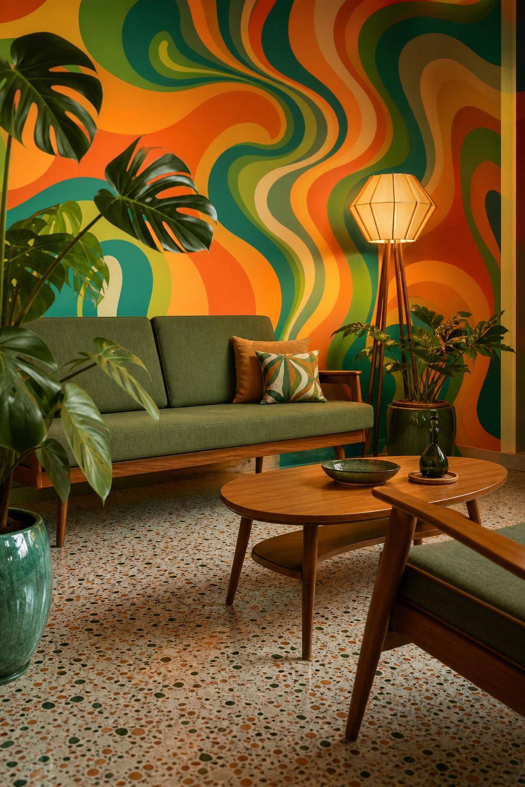 Ideen: Einrichten im Retro-Stil- Wähle Tapeten in psychedelischen Designs