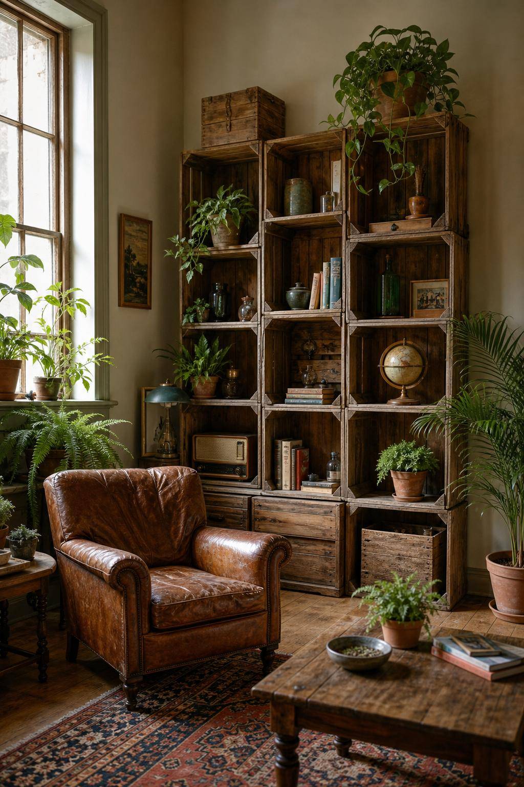 Ideen: Einrichten im Vintage-Stil- Baue Wandregale aus alten Obstkisten