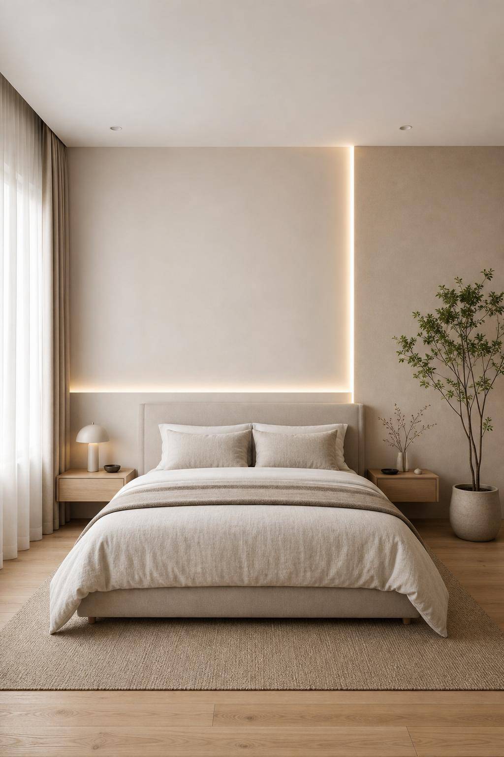 Ideen: Schlafzimmer minimalistisch einrichten-Wähle helle, ruhige Farben für Wände