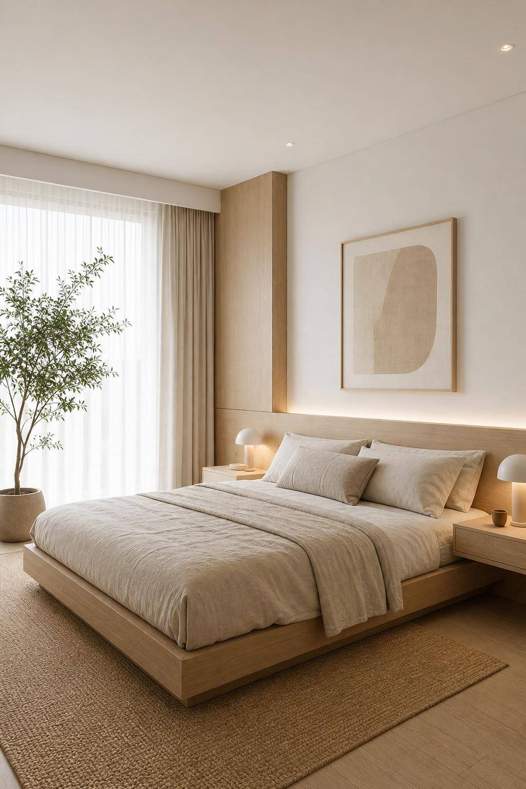 Ideen: Schlafzimmer minimalistisch einrichten- Gestalte eine aufgeräumte und offene Atmosphäre