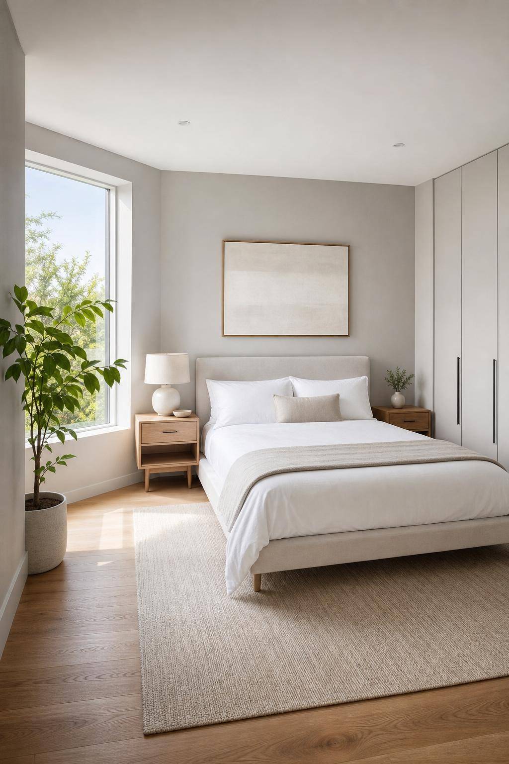 Ideen: Schlafzimmer minimalistisch einrichten- Verzichte auf übergroße oder schwere Vorhänge