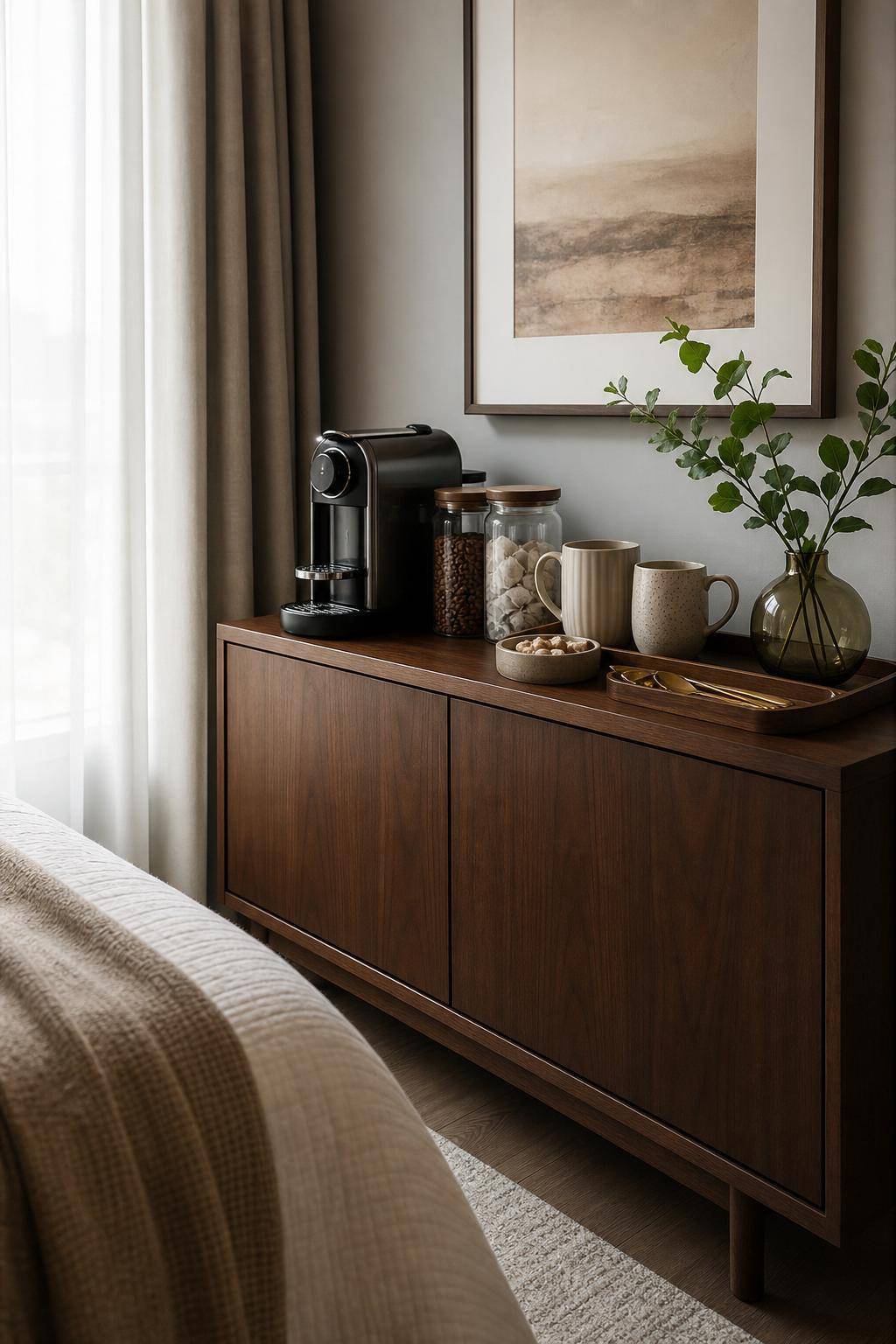 Ideen für Gästezimmer einrichten- Stelle eine Kaffeestation für deine Gäste bereit