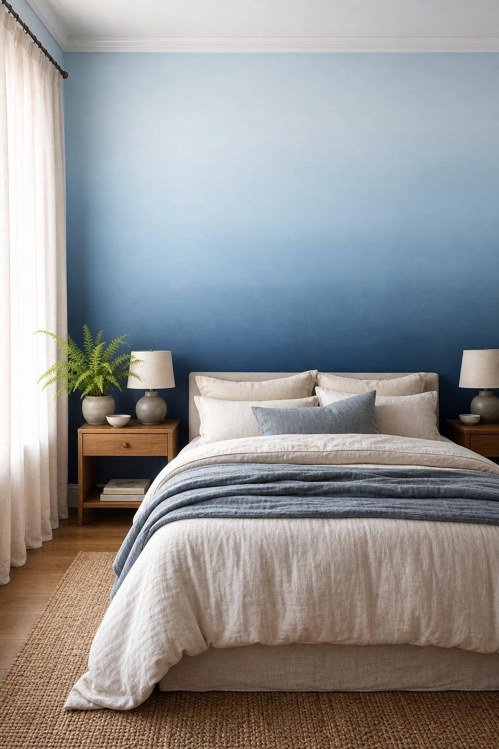 Ideen für Schlafzimmer-Farben- Kreiere Farbübergänge mittels Ombré-Technik