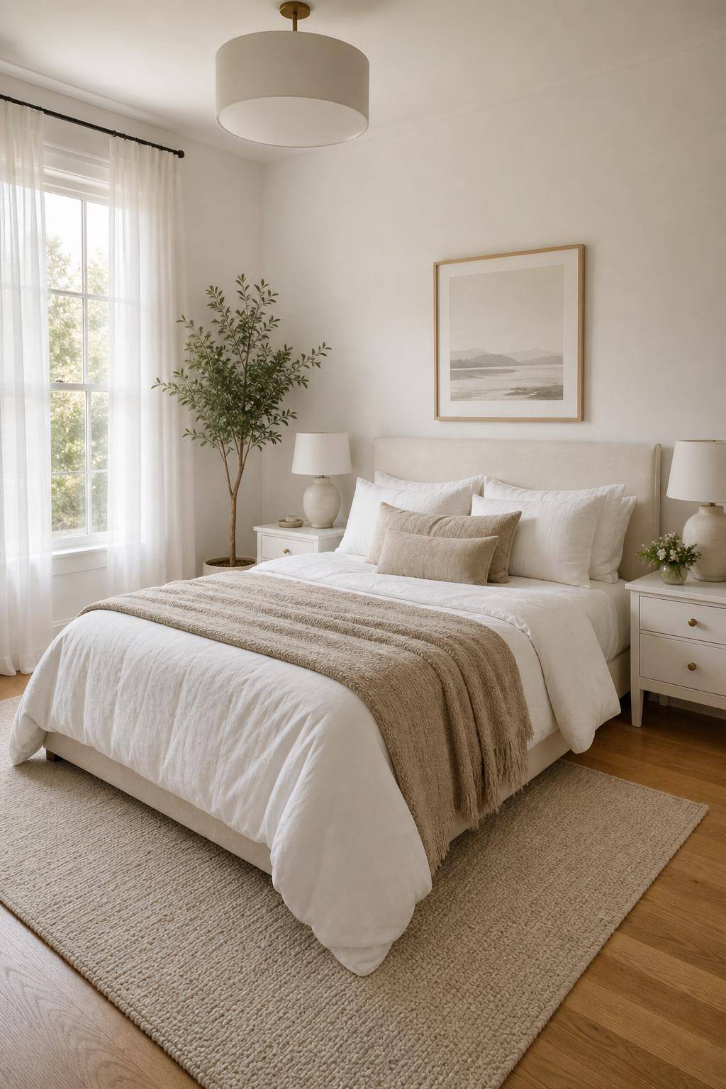 Ideen für Schlafzimmer-Farben- Setze weiße Akzente für Leichtigkeit