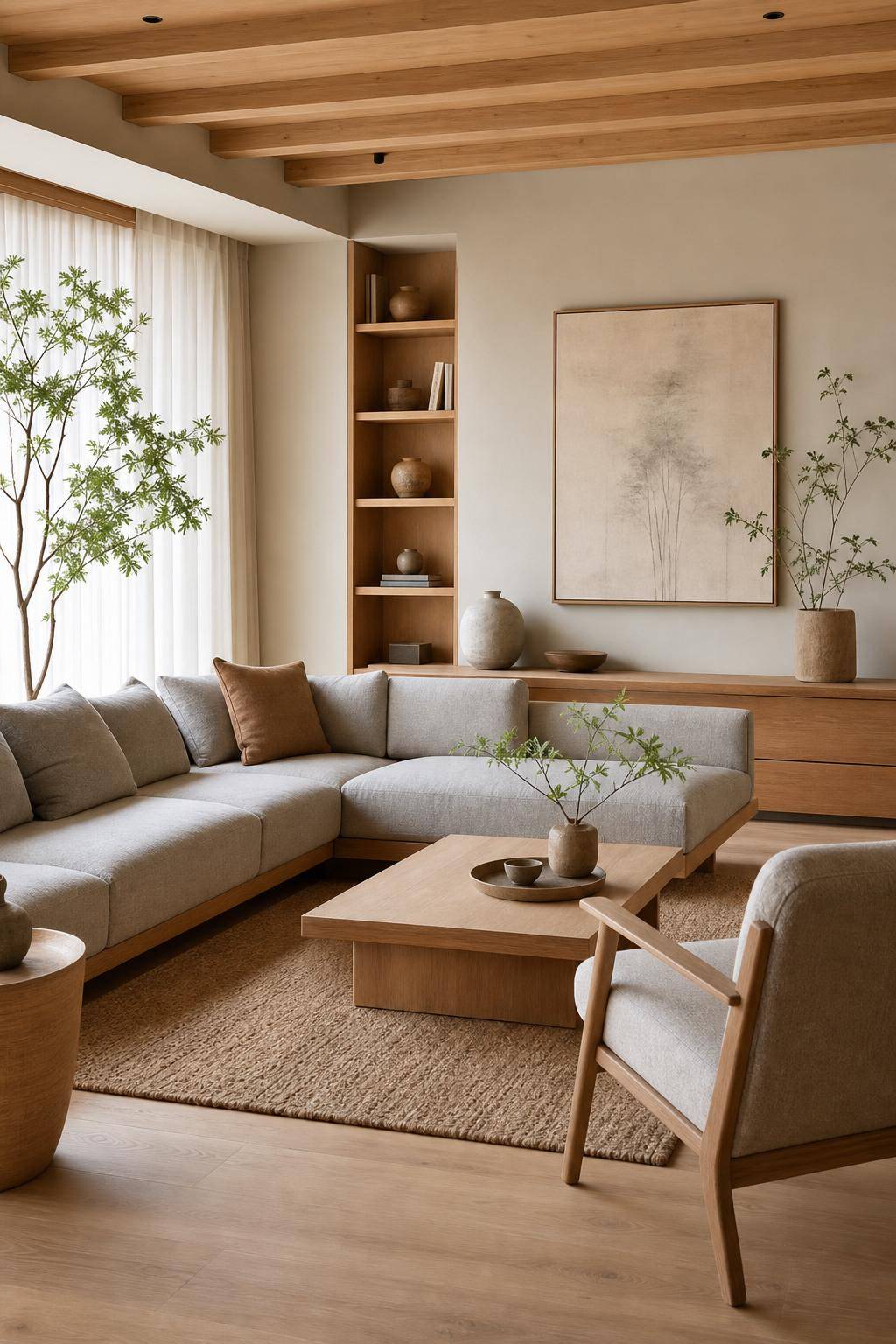 Ideen für das Einrichten im Japandi-Stil- Integriere minimalistische Möbelstücke mit klaren Linien