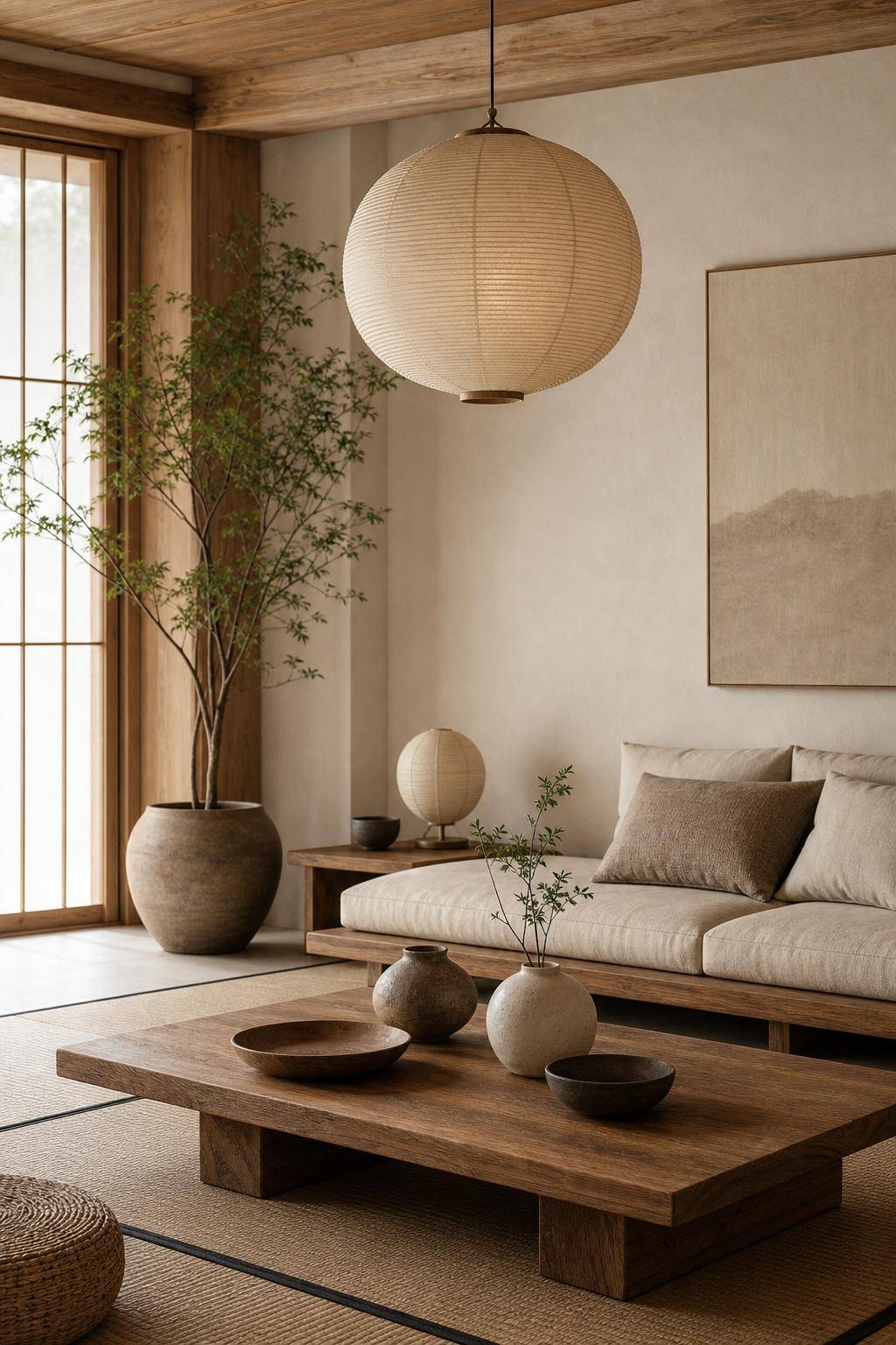 Ideen für das Einrichten im Japandi-Stil- Wähle Vasen und Schalen aus Naturmaterialien