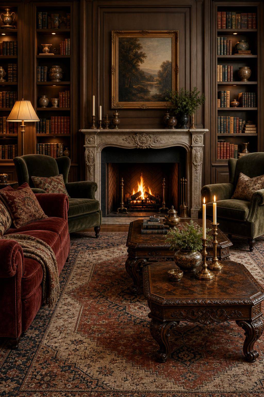 Kaminzimmer einrichten- Stelle Couchtische mit Vintage-Charme auf