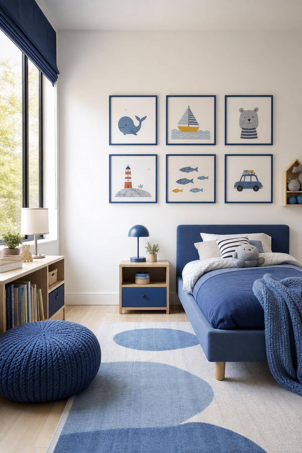 Kinderzimmer in Blau- Präsentiere Kunstwerke in blauen Bilderrahmen