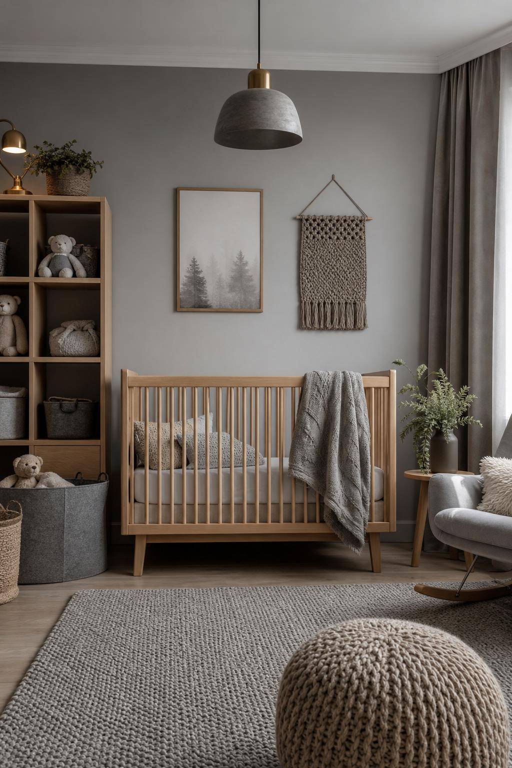 Kinderzimmer in Grau- Mische verschiedene Texturen und Materialien