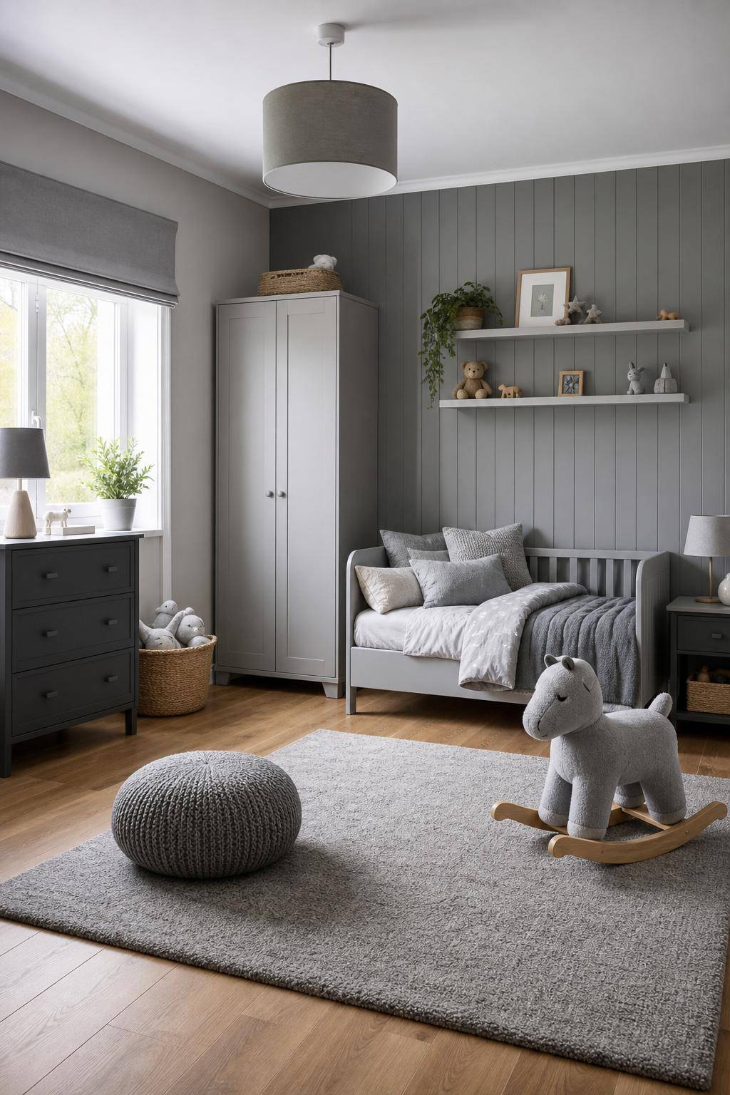 Kinderzimmer in Grau- Spiele mit unterschiedlichen Grautönen