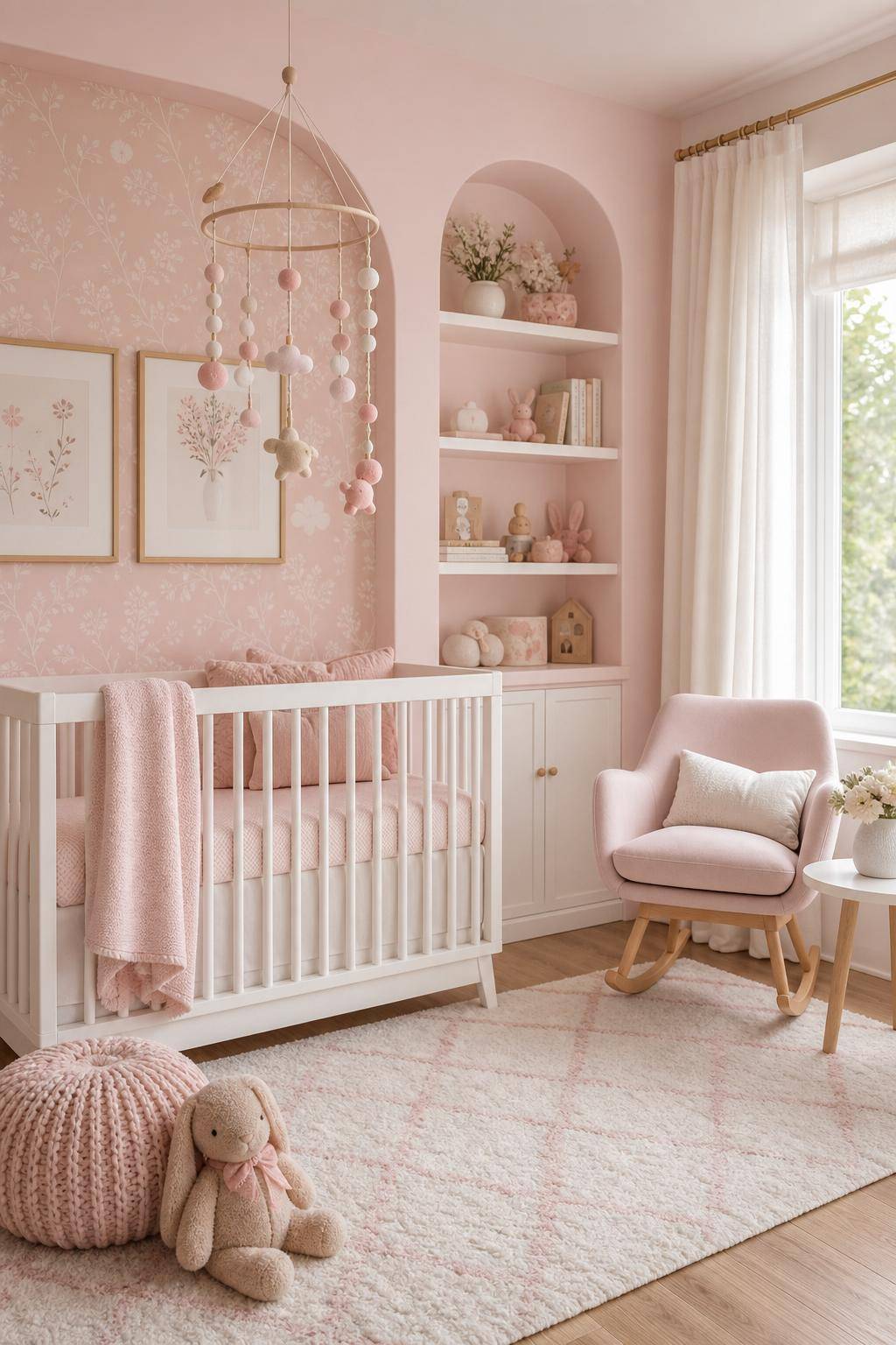 Kinderzimmer in Rosa- Bastle selbstgemachte Mobiles als Hingucker
