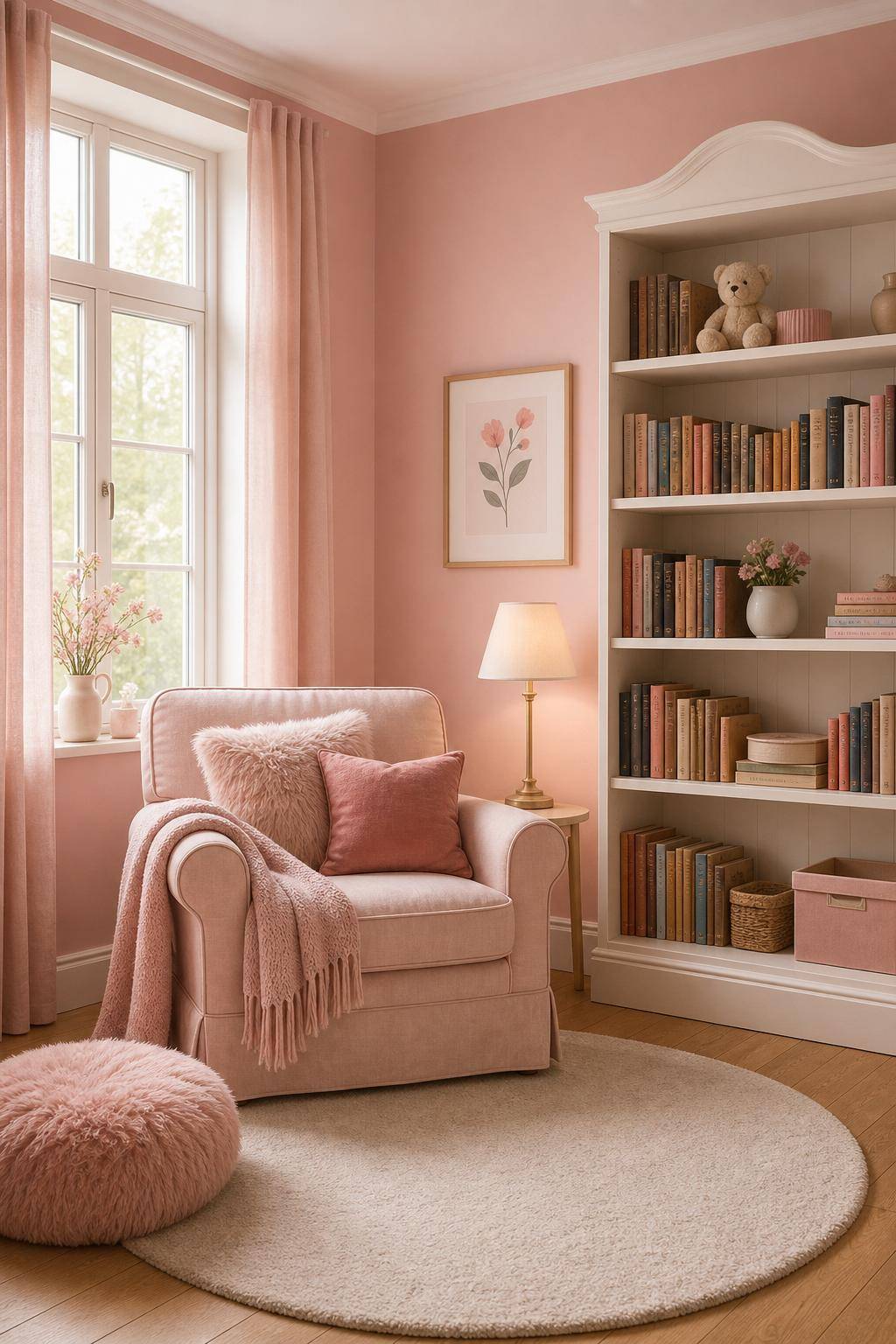 Kinderzimmer in Rosa- Gestalte eine Kuschelecke mit rosa Kissen