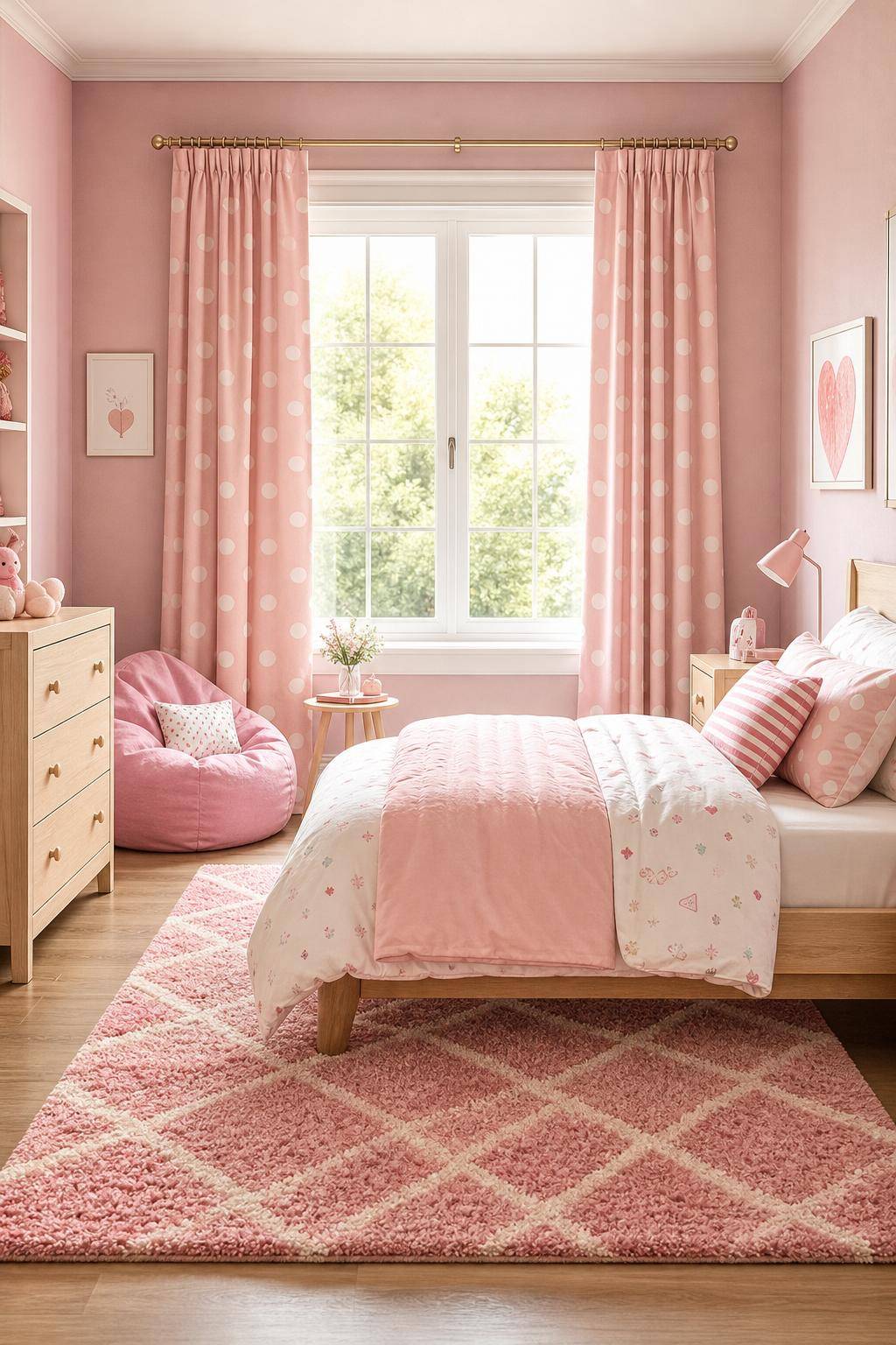 Kinderzimmer in Rosa- Integriere verspielte Muster in Textilien