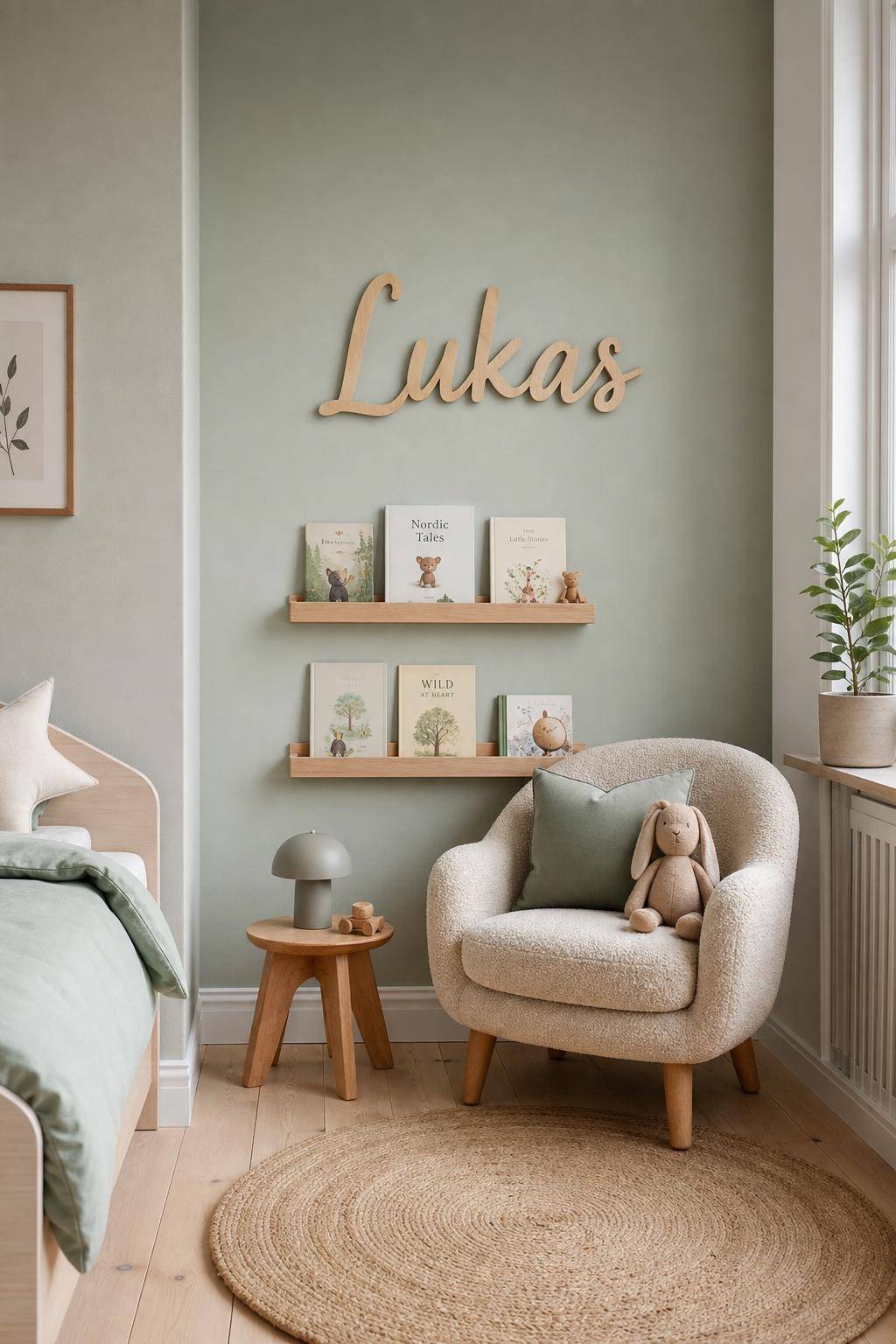 Kinderzimmer skandinavisch einrichten- Bringe personalisierte Namen-Schriftzüge an die Wand