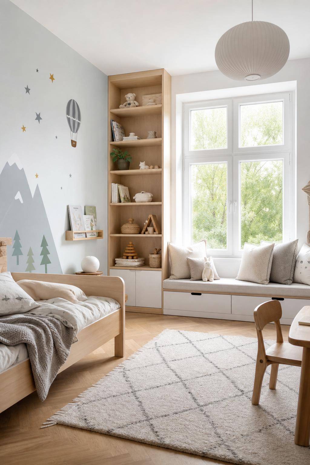 Kinderzimmer skandinavisch einrichten- Dekoriere mit schlichten Wandstickern im Nordstil