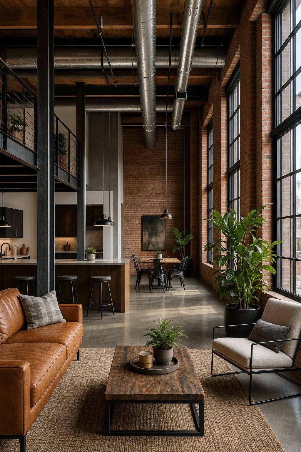 Loft einrichten- Lege Akzent auf sichtbare Rohre für Industrial-Flair