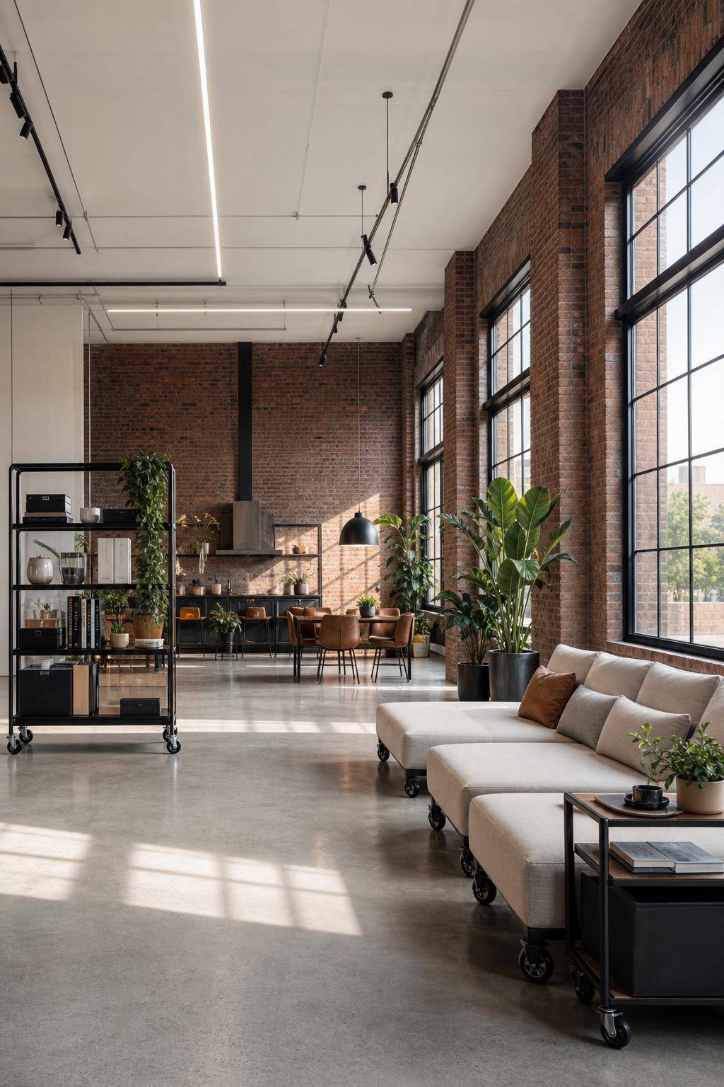 Loft einrichten- Setze auf rollbare Möbel für mehr Flexibilität