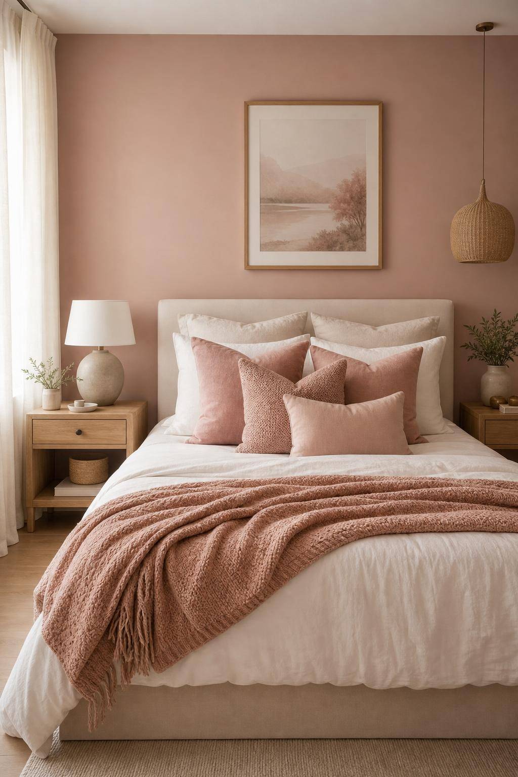 Schlafzimmer in Rosa-Dekoriere dein Bett mit rosafarbenen Kissen