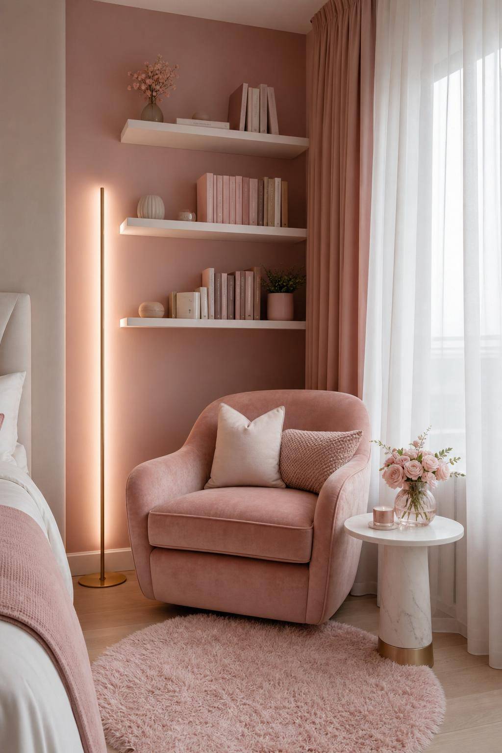 Schlafzimmer in Rosa- Improvisiere ein gemütliches Leseeckchen in Rosa