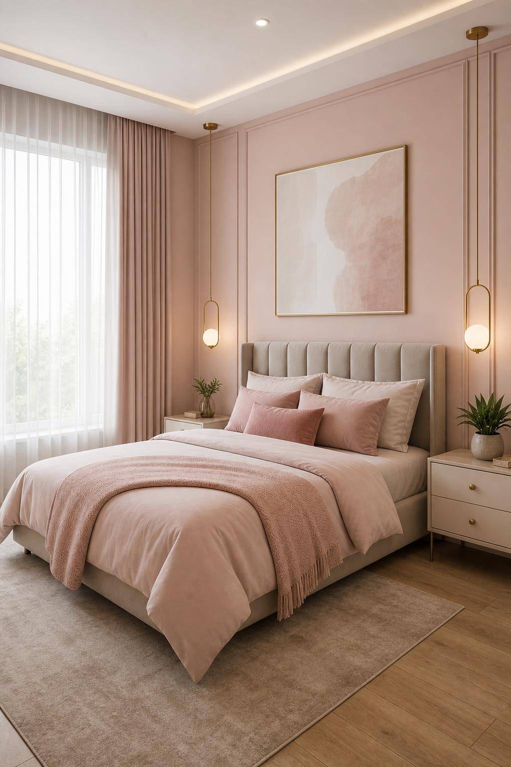 Schlafzimmer in Rosa- Wähle zarte Rosatöne an den Wänden