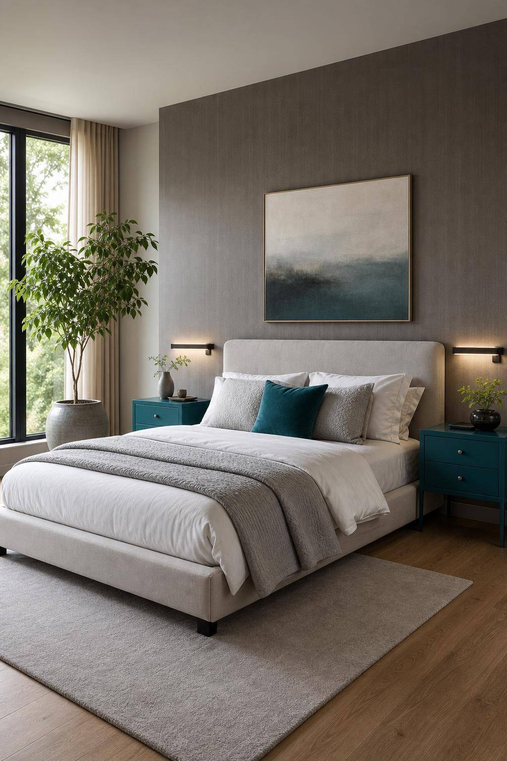 Schlafzimmer in Türkis- Entscheide dich für türkisfarbene Nachttische