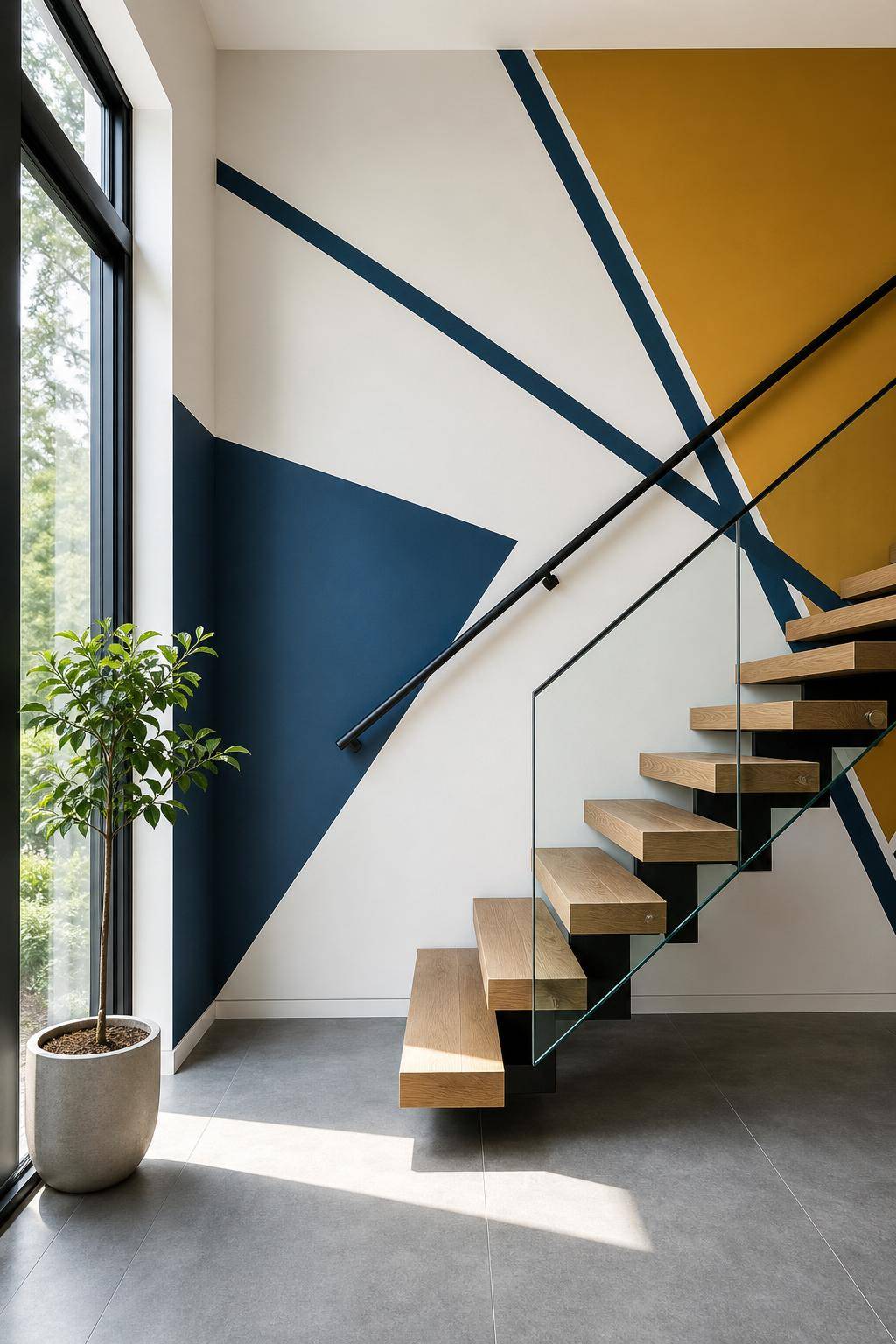 Treppenhaus gestalten- Arbeite mit Tape zur Wandgestaltung