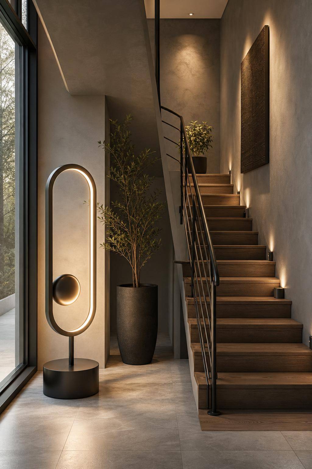 Treppenhaus gestalten- Stelle eine besondere Stehlampe auf