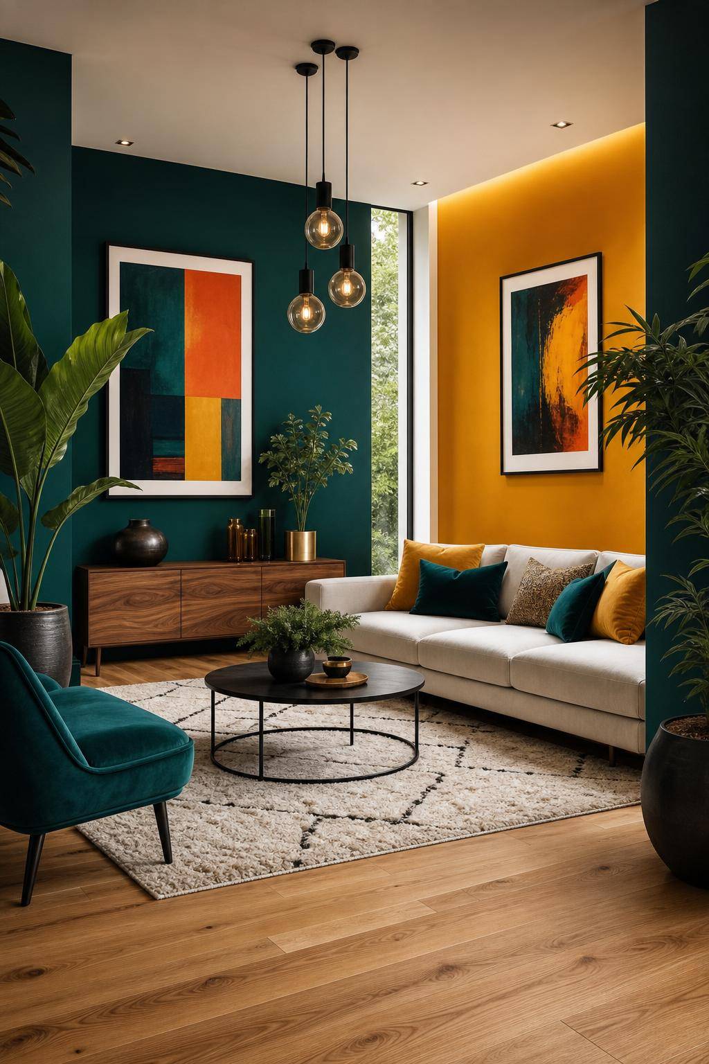 Wohnzimmer dekorieren- Experimentiere mit ungewöhnlichen Wandfarben