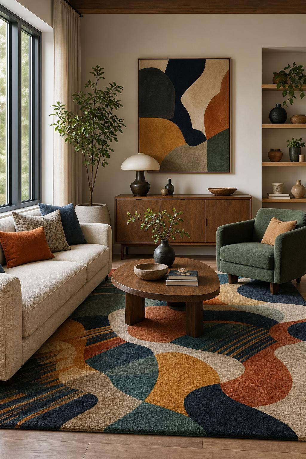 Wohnzimmer dekorieren- Wähle ungewöhnliche Teppiche mit Muster