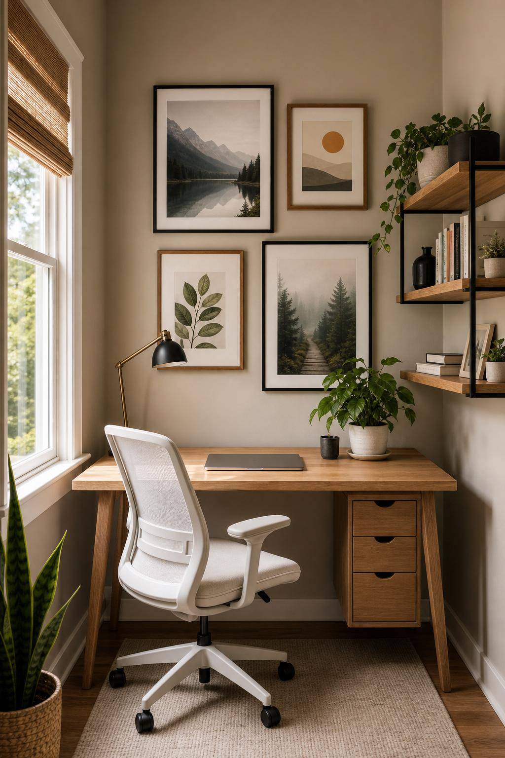 kleines Arbeitszimmer einrichten- Dekoriere mit inspirierenden Wandbildern